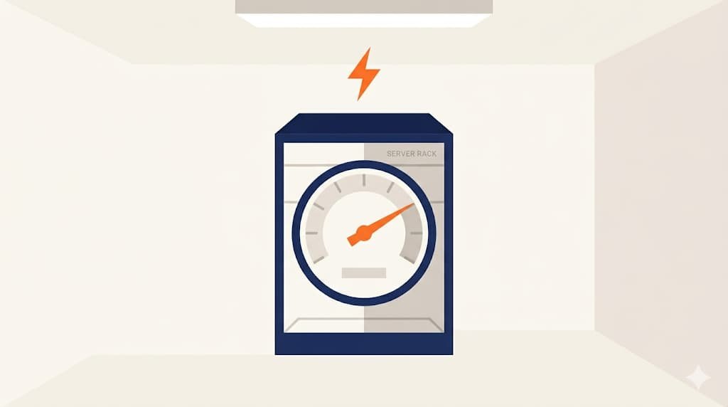 cloud86 review. Illustratie van snelle server met snelheidsmeter voor WordPress hosting