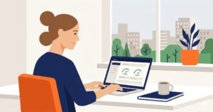 Zzp'er werkt aan laptop met website dashboard op scherm cloud86 review