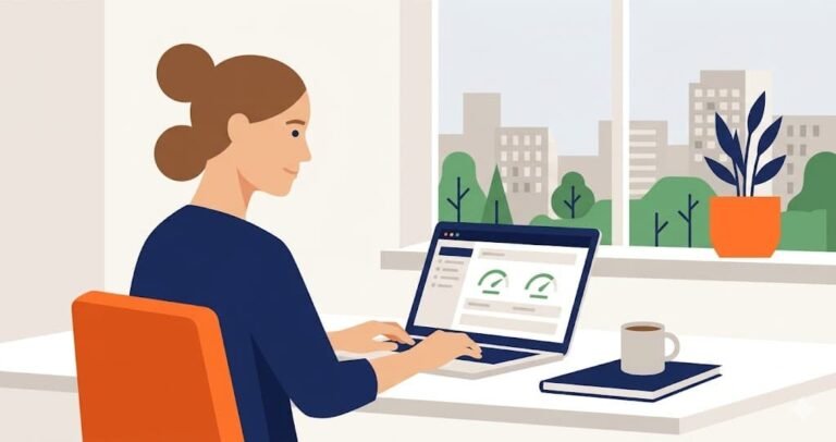 Zzp'er werkt aan laptop met website dashboard op scherm cloud86 review