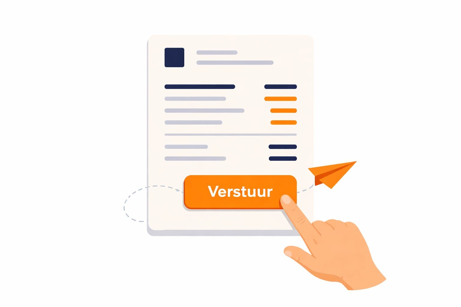 Illustratie van een digitale factuur die verstuurd wordt door een zzp'er