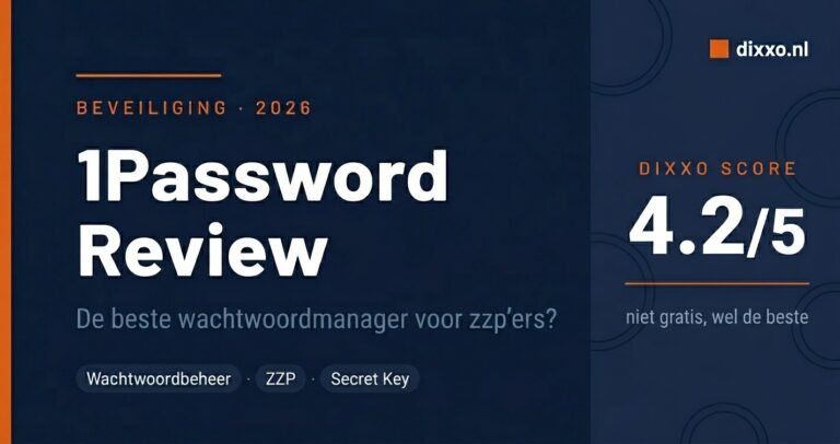 1Password review 2026 voor zzp'ers – dixxo.nl score 4.2 uit 5 – wachtwoordmanager vergelijking