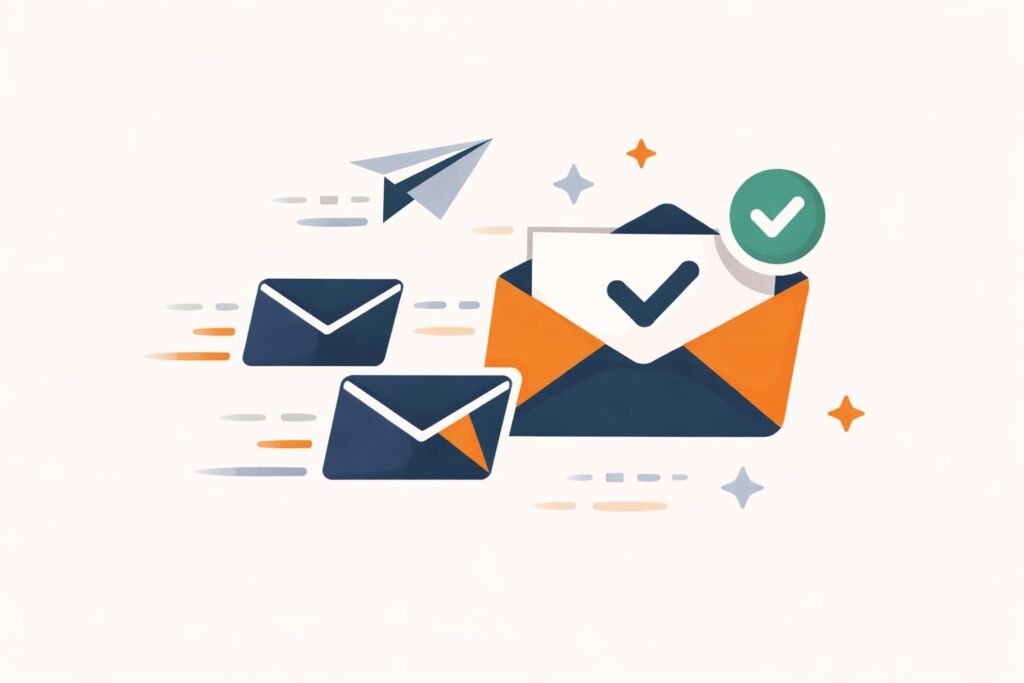  Abstract icoon van enveloppes die verzonden worden, hoge afleverbaarheid e-mail. 