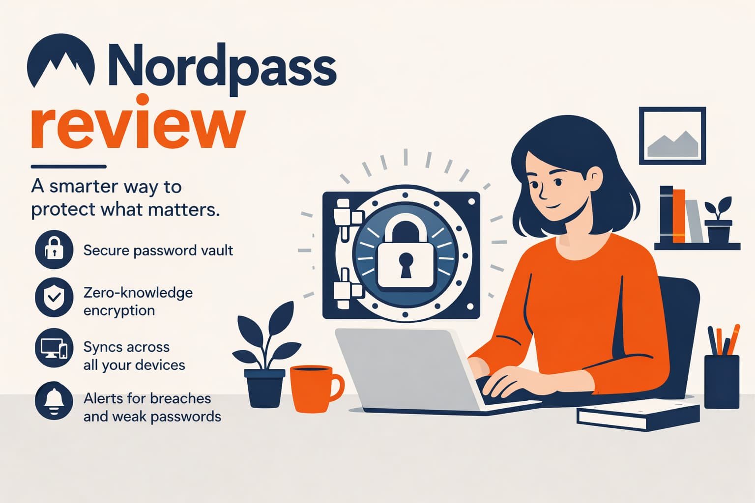 Nordpass review 2026: zzp'er beheert wachtwoorden veilig met NordPass op laptop en telefoon.