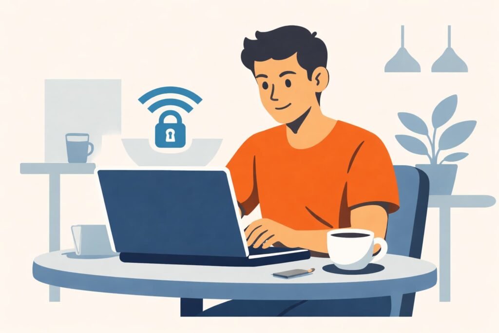 Zzp'er werkt in cafe op openbaar wifi met VPN-verbinding actief