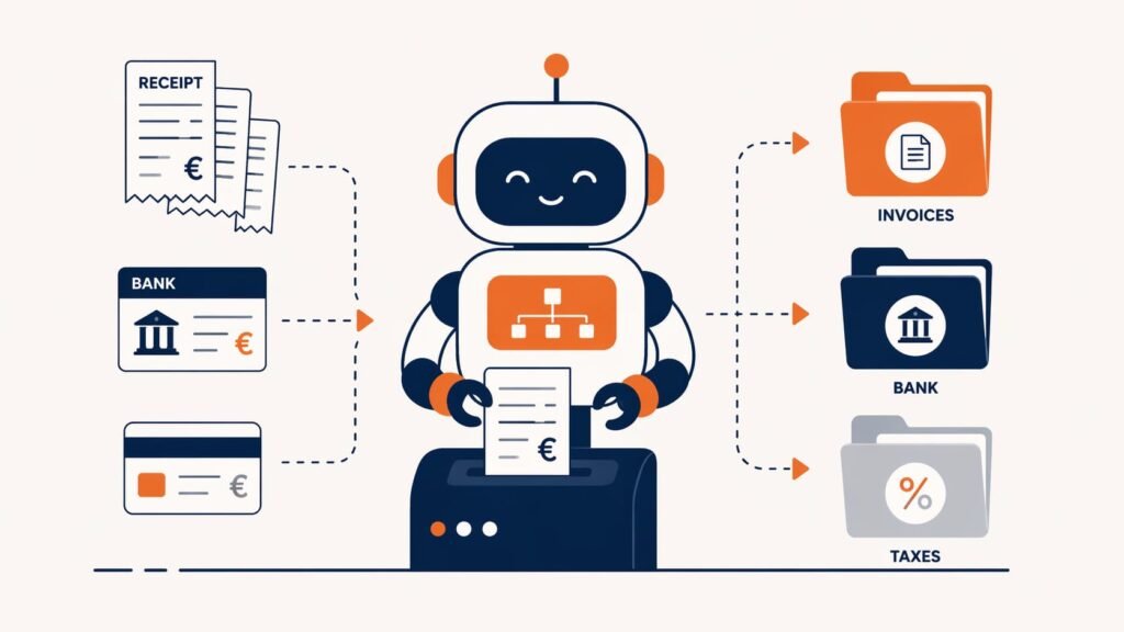 Illustratie van Jortt boekhoudbot die bankmutaties automatisch verwerkt