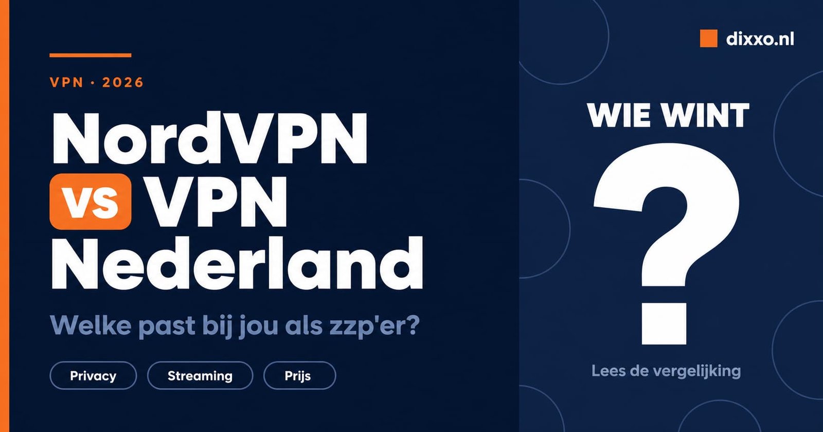 NordVPN vs VPN Nederland vergelijking 2026 voor zzp'ers
