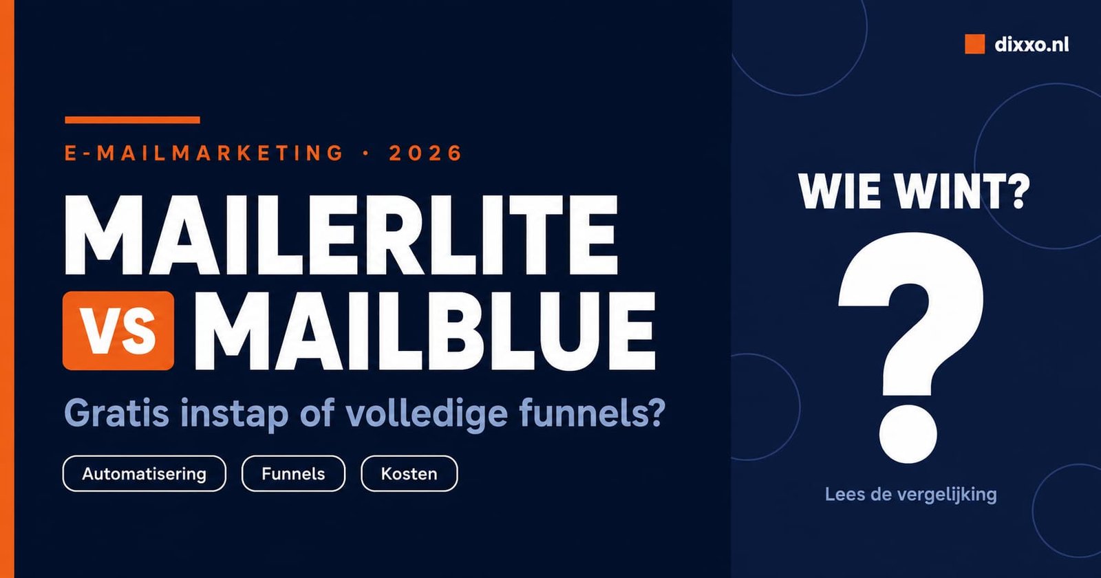 MailerLite vs MailBlue vergelijking 2026 zzp