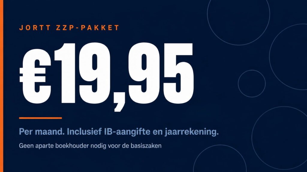 Jortt ZZP-pakket 19,95 euro per maand inclusief IB-aangifte en jaarrekening