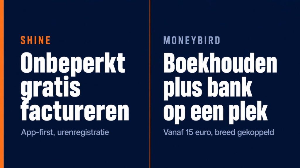 Shine en Moneybird kenmerken naast elkaar voor de startende zzp'er