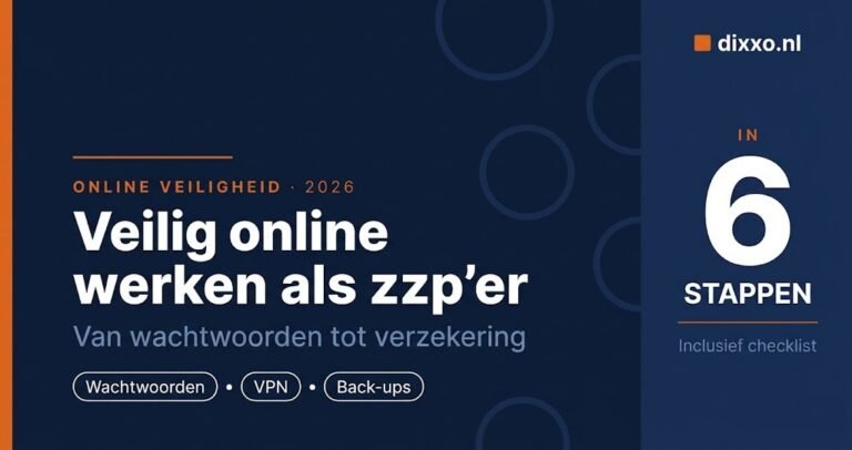 Veilig online werken als zzp'er in 6 stappen, stappenplan dixxo.nl 2026