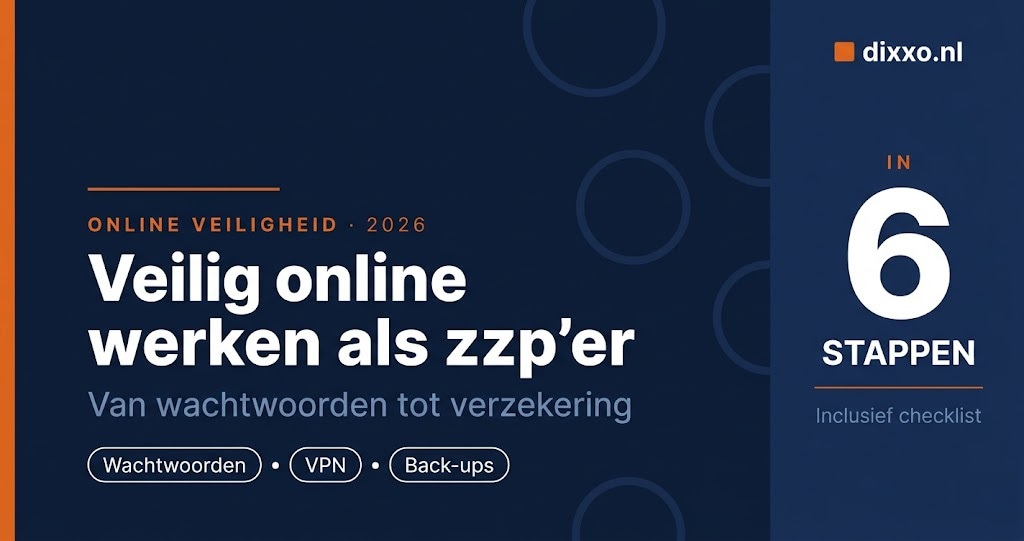 Veilig online werken als zzp'er in 6 stappen, stappenplan dixxo.nl 2026